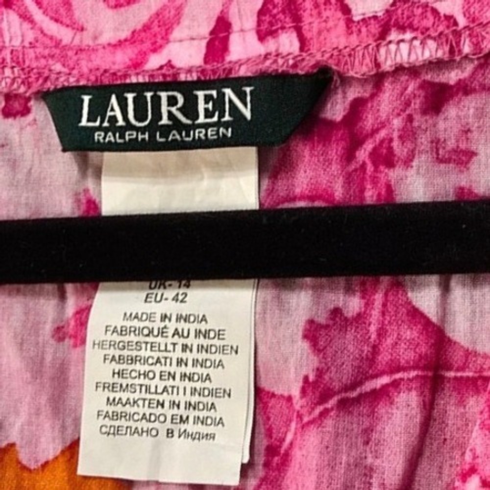 LRL Ralph Lauren Pink PLUS 1X V neck swim dress cover up pockets beach pool vac - Picture 4 of 4